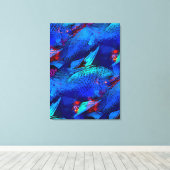 Aquarium Fisch Verspieltes Muster Aqua Vivid Blue Leinwanddruck (Insitu (Holzboden))