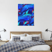 Aquarium Fisch Verspieltes Muster Aqua Vivid Blue Leinwanddruck (Insitu (Schlafzimmer))