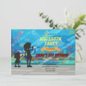 Aquarium-Geburtstagsfeier Dankeskarte (Stehend Vorderseite)