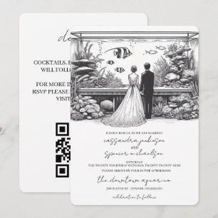 Aquarium-Hochzeit mit QR-Code Einladung