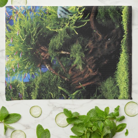 Aquarium Layout of Freshwater Angelfishes Küchentuch (Gefaltet)