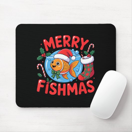 Aquarium Lover Trocal Fiank Christmas Merry Fishma Mousepad (Mit Mouse)