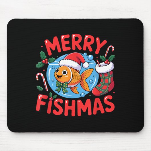 Aquarium Lover Trocal Fiank Christmas Merry Fishma Mousepad (Vorne)