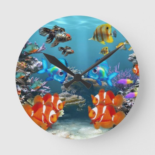 Aquarium Sea Runde Wanduhr (Vorderseite)