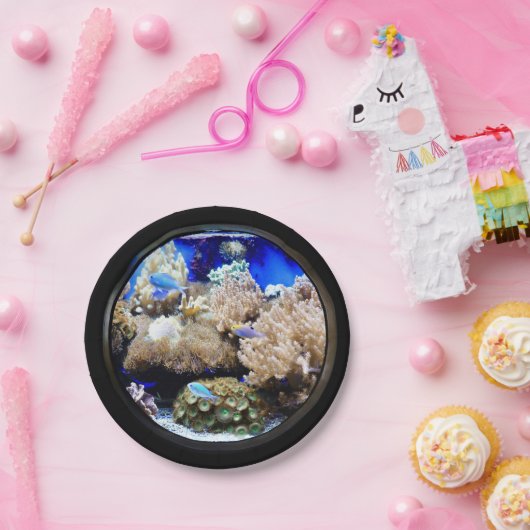 Aquarium Tropische Fischkorallen Salzwasserblau sc Pappteller (Party)