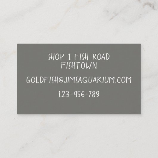 Aquarium- und Haustierfischversorgungen Visitenkarte (Rückseite)