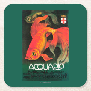 Aquarium- und Stadtpark-Werbeplakat Rechteckiger Pappuntersetzer