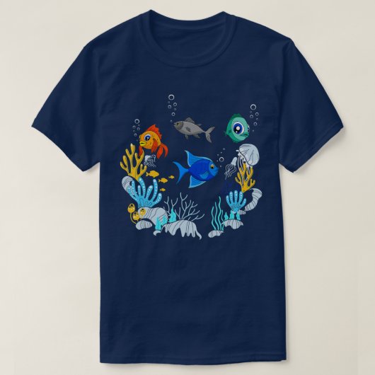 Aquarium-Unterwasserschule für Fische T-Shirt (Design vorne)