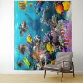 Aquarium Unterwasserwelt Fisch mit Hai Wandteppich (Beispiel)