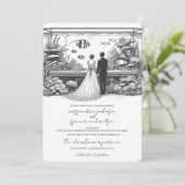 Aquarium Wedding Einladung (Stehend Vorderseite)