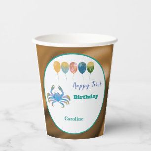 Aquarius 1. Geburtstag Goldfolie Elegantes Sternze Pappbecher