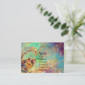 AQUARIUS,Aquablau,grün,gelb goldene Glitzern Visitenkarte (Stehend Vorderseite)