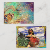 AQUARIUS,Aquablau,grün,gelb goldene Glitzern Visitenkarte (Vorne/Hinten)