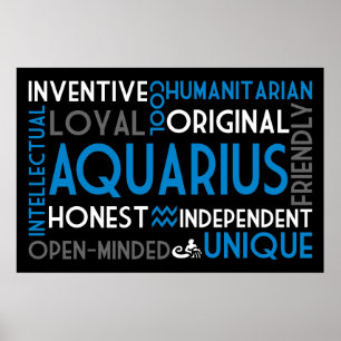Aquarius Astrologie Word Collage Print Poster