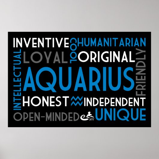 Aquarius Astrologie Word Collage Print Poster (Vorne)