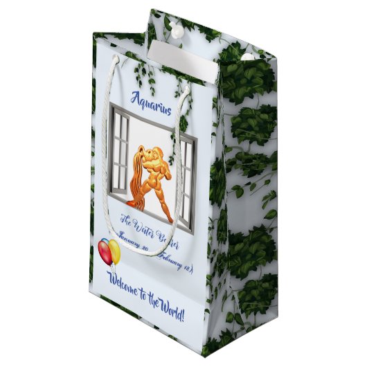 Aquarius Baby (20. - 18. Februar) Wasserträger Kleine Geschenktüte (Vorderseite Schrägansicht)