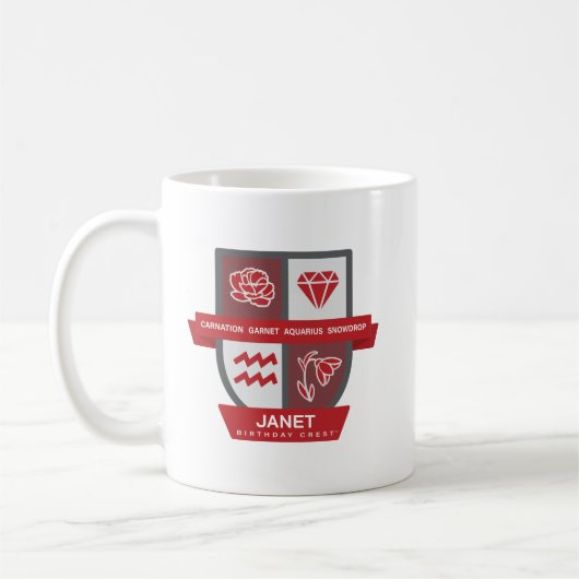Aquarius Birthday Crest™ for January 20-31 Mug Kaffeetasse (Links)
