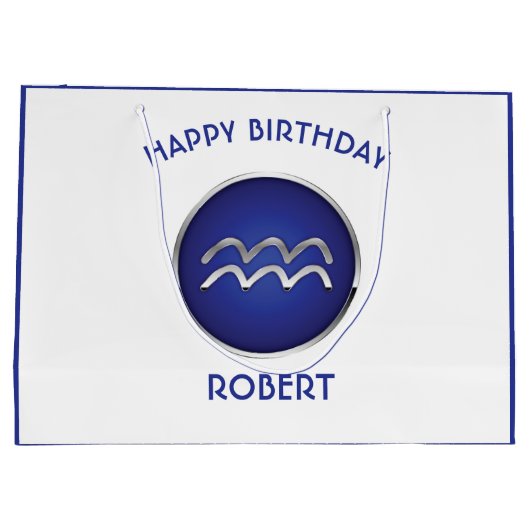 Aquarius Birthday Große Geschenktüte (Rückseite)