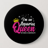 Aquarius Birthday Queen Astrologie Januar Februar Button (Vorderseite)