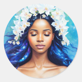 Aquarius Black Girl Runder Aufkleber