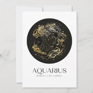 Aquarius Black & Gold Zodiac Sign Birthday Card Dankeskarte