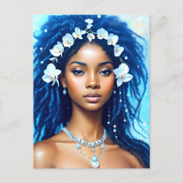 Aquarius Black Woman Zodiac Orchid Art Postkarte