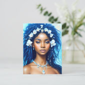 Aquarius Black Woman Zodiac Orchid Art Postkarte (Stehend Vorderseite)