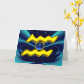 AQUARIUS Blue Sapphire & Gold Zodiac Birthday Karte (Gelbe Blume)