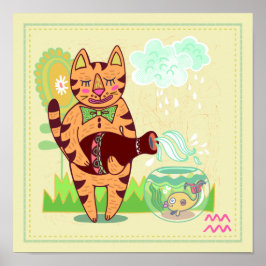 Aquarius Cat Zodiac Kinderzimmer Print Poster