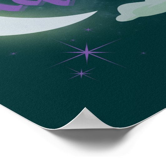 Aquarius Celestial Moon Cloud Stars Astrologie Kun Poster (Ecke)