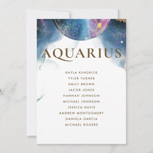 Aquarius Celestial Sitzplan Karte mit Gast (Vorderseite)