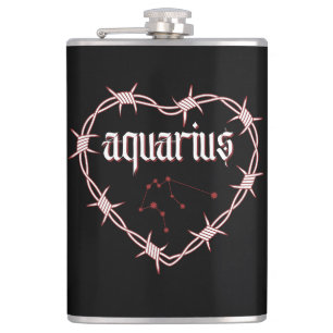 Aquarius Constellation Gothic Dark Celestial Edgy Flachmann