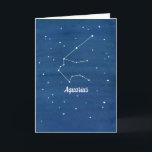 Aquarius Constellation Happy Birthday Friend Karte<br><div class="desc">Eine Geburtstagskarte mit dem Sternbild für Aquarius im Nachthimmel mit indigofarbenem Waschhintergrund. Spaß Karte,  um einem Aquarius Freund zu geben. Die anderen Sternzeichen finden Sie auf einer Vielzahl von Artikeln in meinem Shop.</div>