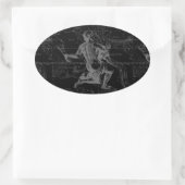 Aquarius Constellation Hevelius 1690 auf Schwarz Ovaler Aufkleber (Tasche)