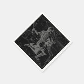 Aquarius Constellation Hevelius 1690 auf Schwarz Serviette (Ecke)