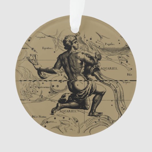 Aquarius Constellation Hevelius 1690 Gravur Ornament (Vorderseite)