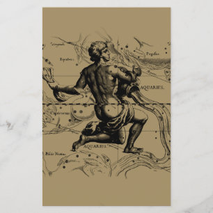 Aquarius Constellation Map Hevelius 1690 auf Taupe Flyer