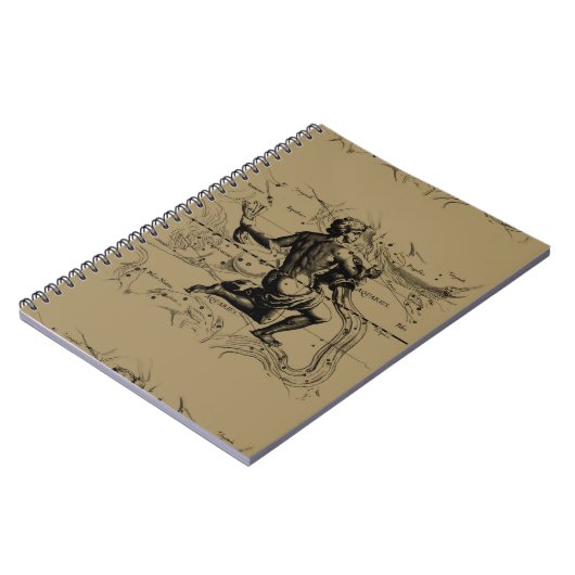 Aquarius Constellation Map Hevelius 1690 auf Taupe Notizblock (Linke Seite)