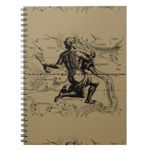 Aquarius Constellation Map Hevelius 1690 auf Taupe Notizblock (Vorderseite)