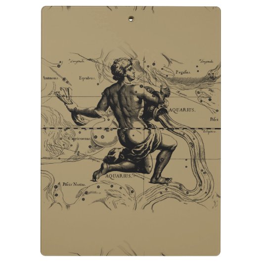 Aquarius Constellation Map von Hevelius Klemmbrett (Rückseite)