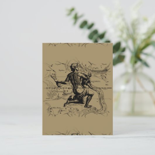 Aquarius Constellation Map von Hevelius Postkarte (Stehend Vorderseite)