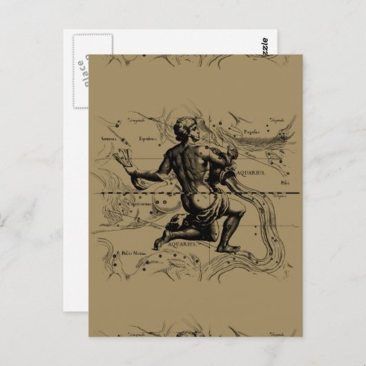 Aquarius Constellation Map von Hevelius Postkarte (Vorne/Hinten)