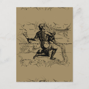 Aquarius Constellation Map von Hevelius Postkarte