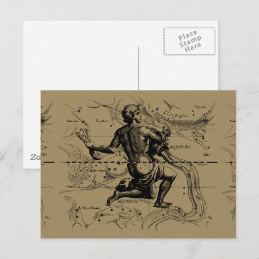 Aquarius Constellation Map von Hevelius Postkarte (Vorne/Hinten)