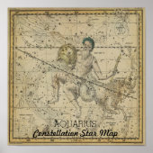 Aquarius Constellation Star Map Januar Poster (Vorne)