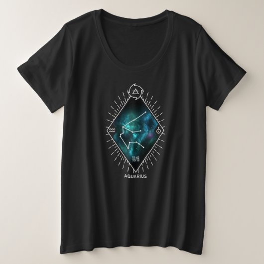 Aquarius Constellation & Zodiac-Symbol Große Größe T-Shirt (Design vorne)