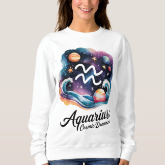 Aquarius Cosmic Dreamer Watercolor Zodiac Sign Sweatshirt