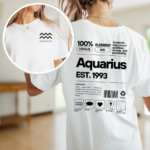 Aquarius Custom Zodiac Astrologie Geburtstag Febru T-Shirt