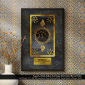 Aquarius Dark Zodiac Astrologie: Schwarzer Goldnam Poster