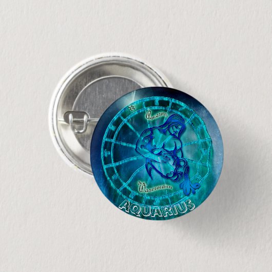 Aquarius, das Horoskop des Wasserträgers Button (Vorne & Hinten)